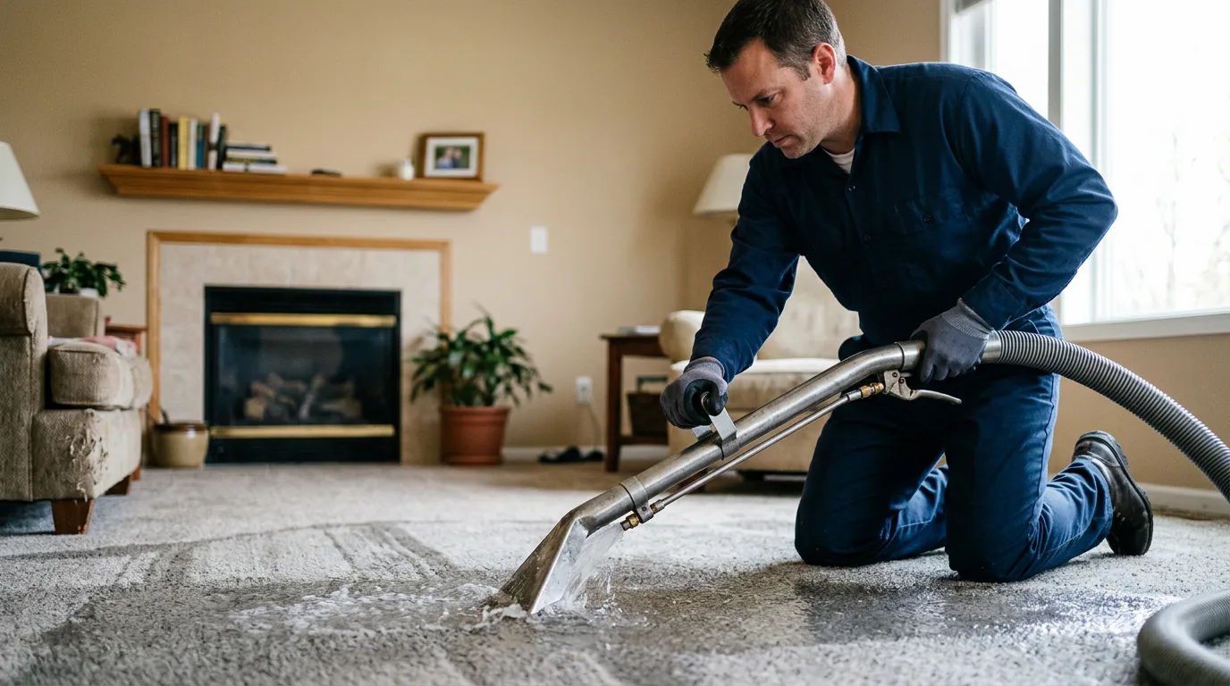 Water damage restoration technician working near Holly Bluff, MS